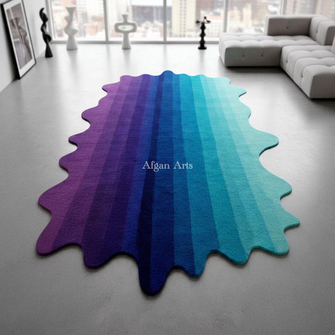 Purple Splatter Rug Hand Tufted Gradient Splash Rug, Modern Purple Blue Wool Area Carpet - Etsy