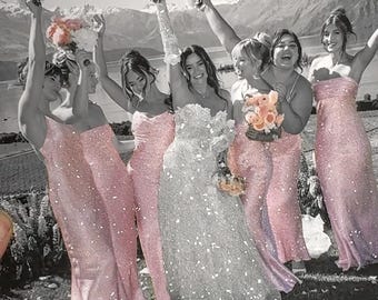 Glitter Photo - Bridesmaids - Sparkle Picture - Personalized Glitter Art Print - Magic Photo