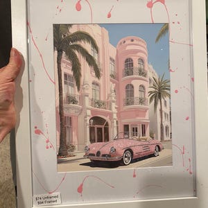 Hollywood Wall Art Glitter Art Rodeo Drive Pink Preppy Wall Art Framed ...