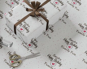 Personalised Birthday Wrapping Paper Roll, Custom Name Milestone Wrapping Paper for 20th 30th 40th 50th 60th Celebrations