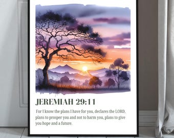 Jeremiah 29:11 Bible Verse Wall Art – Hope and Future Scripture Print (Digital Download)