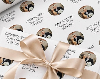 Papel de embrulho personalizado para casamento, papel de presente com foto personalizada, embalagem para chá de panela, rolo de papel para presente de noivado