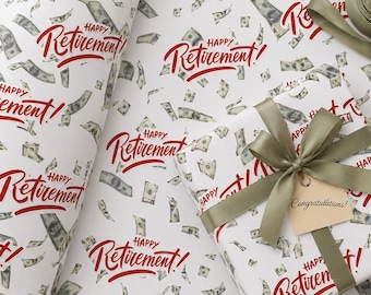 Papel de embrulho para aposentadoria, papel de presente para feliz aposentadoria, papel para comemoração de dinheiro, despedida engraçada de colega de trabalho, presente para festa no escritório