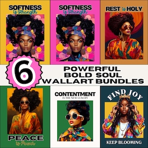 Black Woman Empowerment Art Prints: Bold Soul Quotes (Digital Download Set of 6)