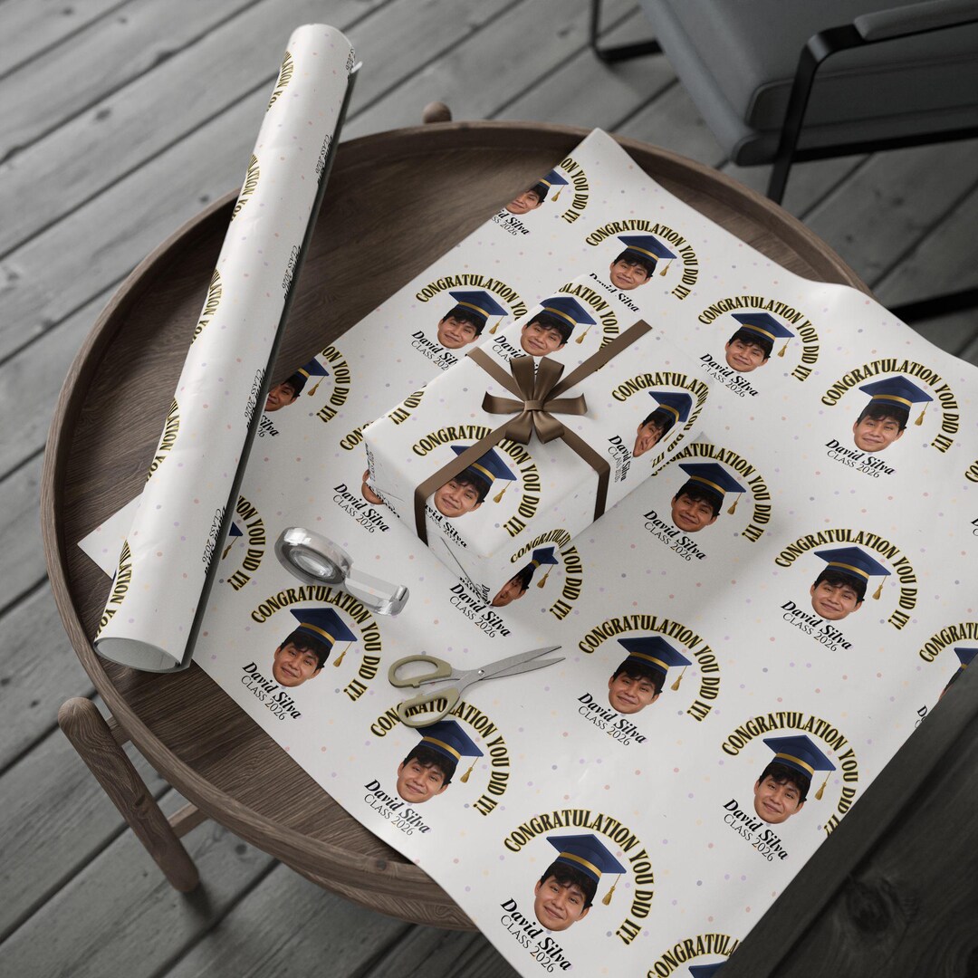 Custom Graduation Wrapping Paper Personalized Photo Name Class Year ...