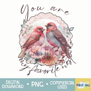 Romantic Lovebirds Clipart PNG | Vintage Floral Birds Art | Wedding & Nursery Printable | Instant Download