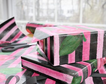 Flower Road Wrapping Paper, Floral Gift Wrap, Botanical Present Wrap, Wildflower Garden Gift Paper, Romantic Wrap