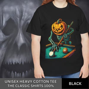 Skeleton Pumpkin Pool T-Shirt: Spooky Halloween Graphic Tee