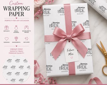 Papier cadeau personnalisé pour mariée, emballage cadeau mariage personnalisé, cadeau baby shower
