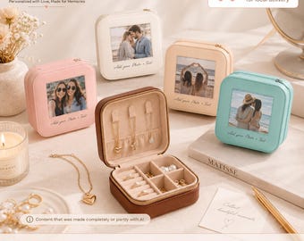 Estojo de viagem personalizado com foto para joias, lembrança especial para madrinhas, aniversários, casamentos e Dia das Mães, presente da filha para a filha.