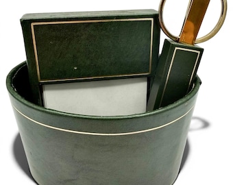 Vintage A&M Leatherlines directiebureauset groengouden briefopenerschaar