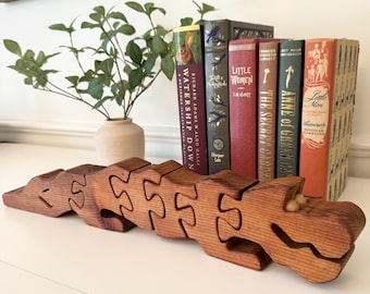 Wood Alligator Toy Puzzle ~ 18.5" x 3" ~ Nursery Room Decor ~ Vintage Handmade