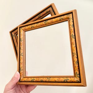 Hand-Painted Floral Wood Mirror Pair for your Country Cottage Gallery Wall ~ 7.5&quot; Square