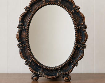 Vintage 1963 Coppercraft Guild miroir ovale encadré cuivre plastique 13 x 10