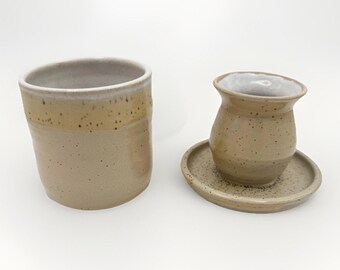 Vintage Butter Keeper ~ Small House Pottery Texas Cottage Kitchen Artisan Stoneware