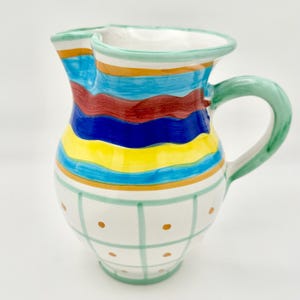 Italian Pottery Pitcher or Vase Made in Italy ~ Solimene Vietri ~ 7 1/4&quot;