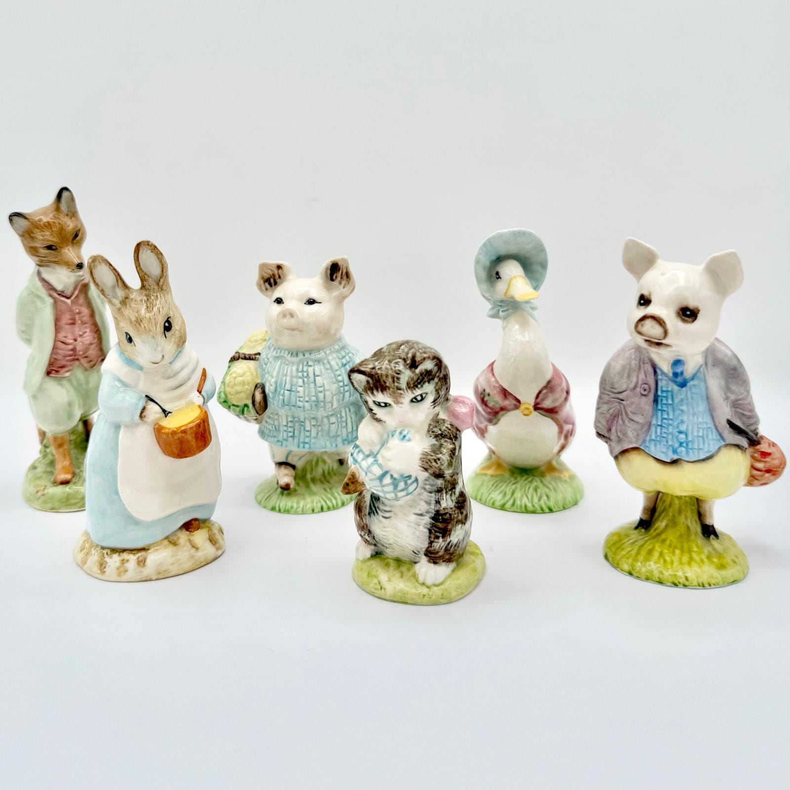 Royal Albert Beatrix Potter Figurines ~ 1989 England Set of 6 ~ 3.5"– 4.5" Tall