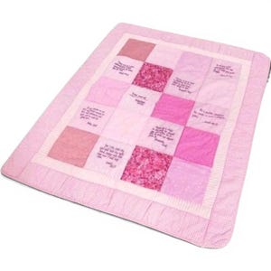 Edredón infantil de algodón con versículo bíblico, estampado a cuadros rosa, 40"x47".