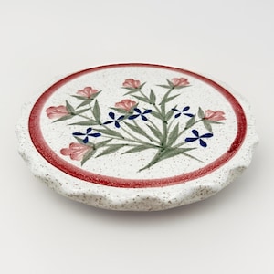 Salvamanteles Landfair Floral de Granite Lake Pottery ~ Firmado Cottage Stoneware 7" x 1.5"