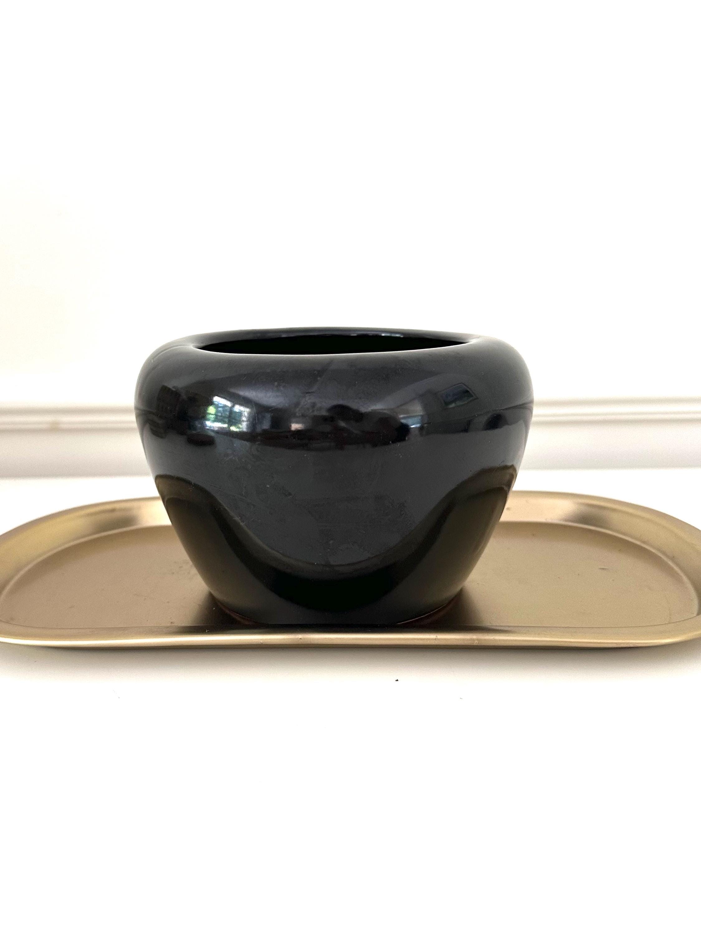 Abstract Italian High Gloss Black Vase ~ Vintage Planter Abstract Italian High Gloss Black Vase ~ Vintage Planter