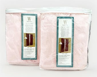 Wamsutta Pink Corduroy Tab Top Curtain Panels 50x84 100% Cotton Set 2 Nursery