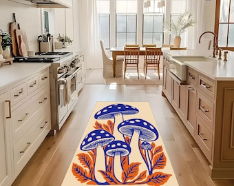 Alfombra con decoración de hongos: colorida y antideslizante para cocina y sala de estar