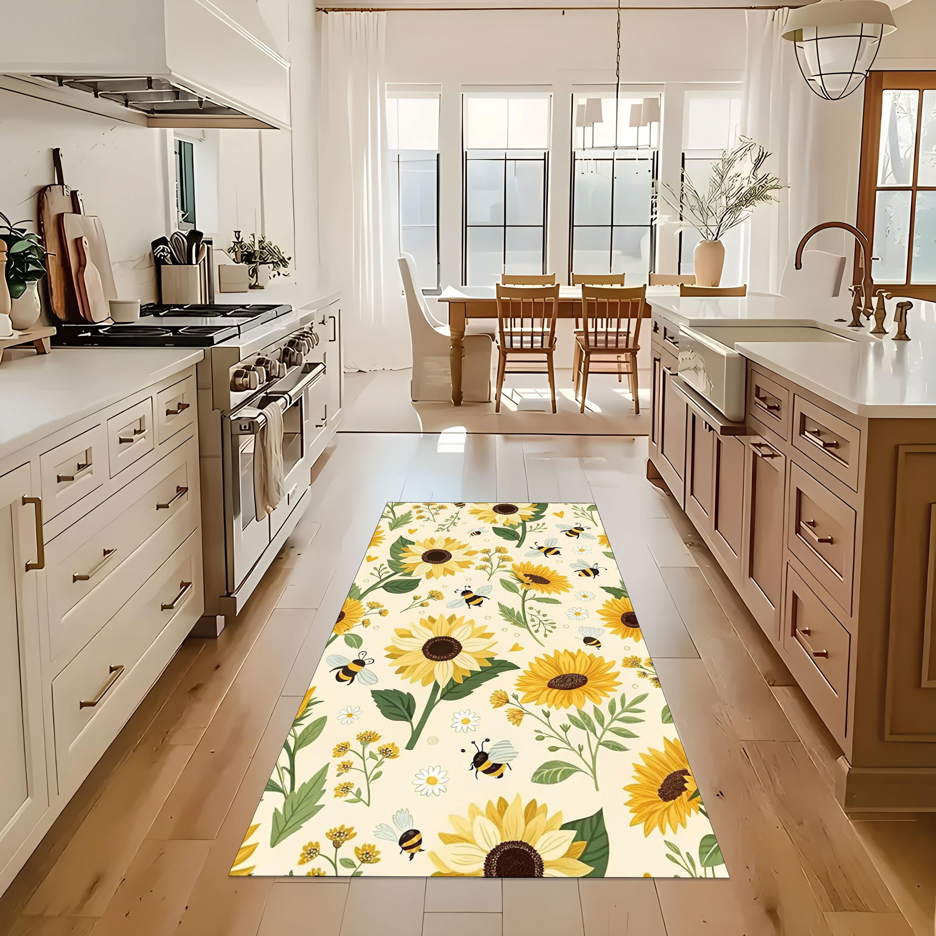 Nialnant Sunflower Kitchen Rugs Set of 2, Non Slip Fall