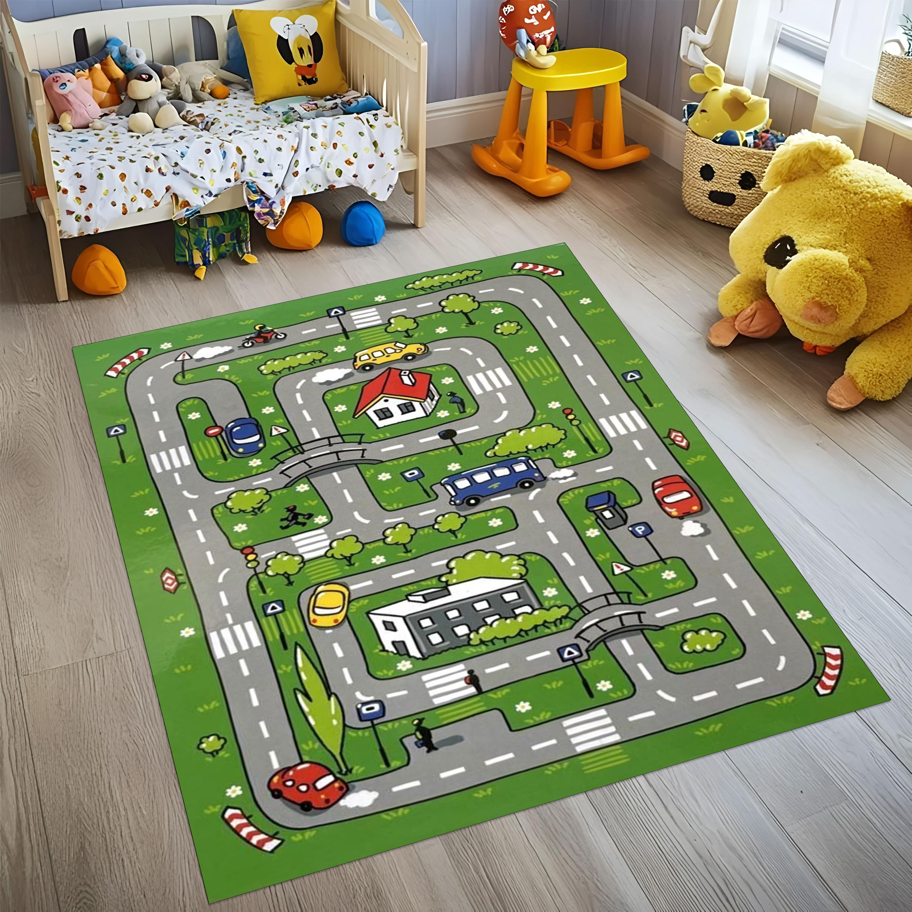 City Road Map Kids Rug: Washable Traffic Play Mat - Etsy