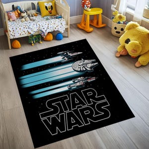 Alfombra del Halcón Milenario: Decoración infantil de Star Wars, lavable y antideslizante