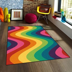 Rainbow Rug,Rainbow Colors Rug,Colorful Rug,Aesthetic Rug,Teen Room Rug,Popular Area Rug,Home Decor Rug,Washable Rug,Non Slip,Girls Room Rug