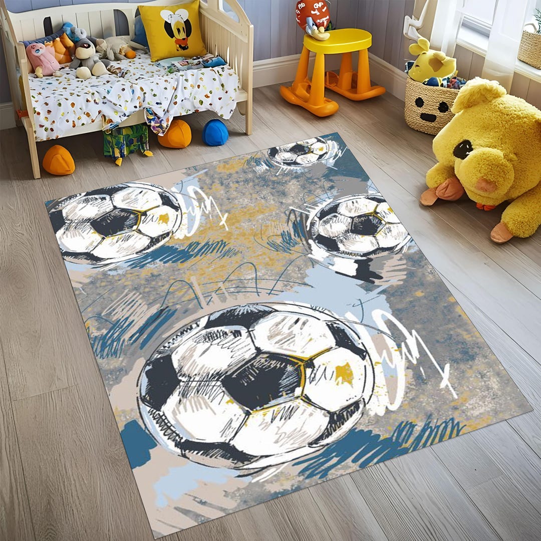 Soccer Ball Rug: Non-slip Kids Room Sport Rug - Etsy