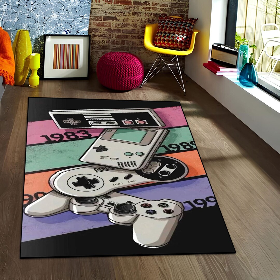 Retro Controller Rug Retro Game Controller Rug: Non-slip Washable Gamer Decor - Etsy