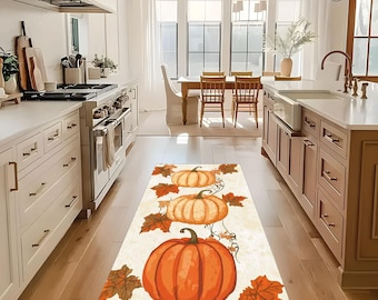 Pumpkin Halloween Rug: Modern Autumn Decor, Non-Slip Washable
