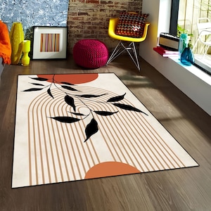 Alfombra Boho Chic, Alfombra Abstracta Moderna, Alfombra Minimalista, Arte Moderno, Alfombra Boho Arcoíris, Alfombra para Sala de Estar, Alfombra con Detalles Geométricos, Alfombra para Decoración del Hogar