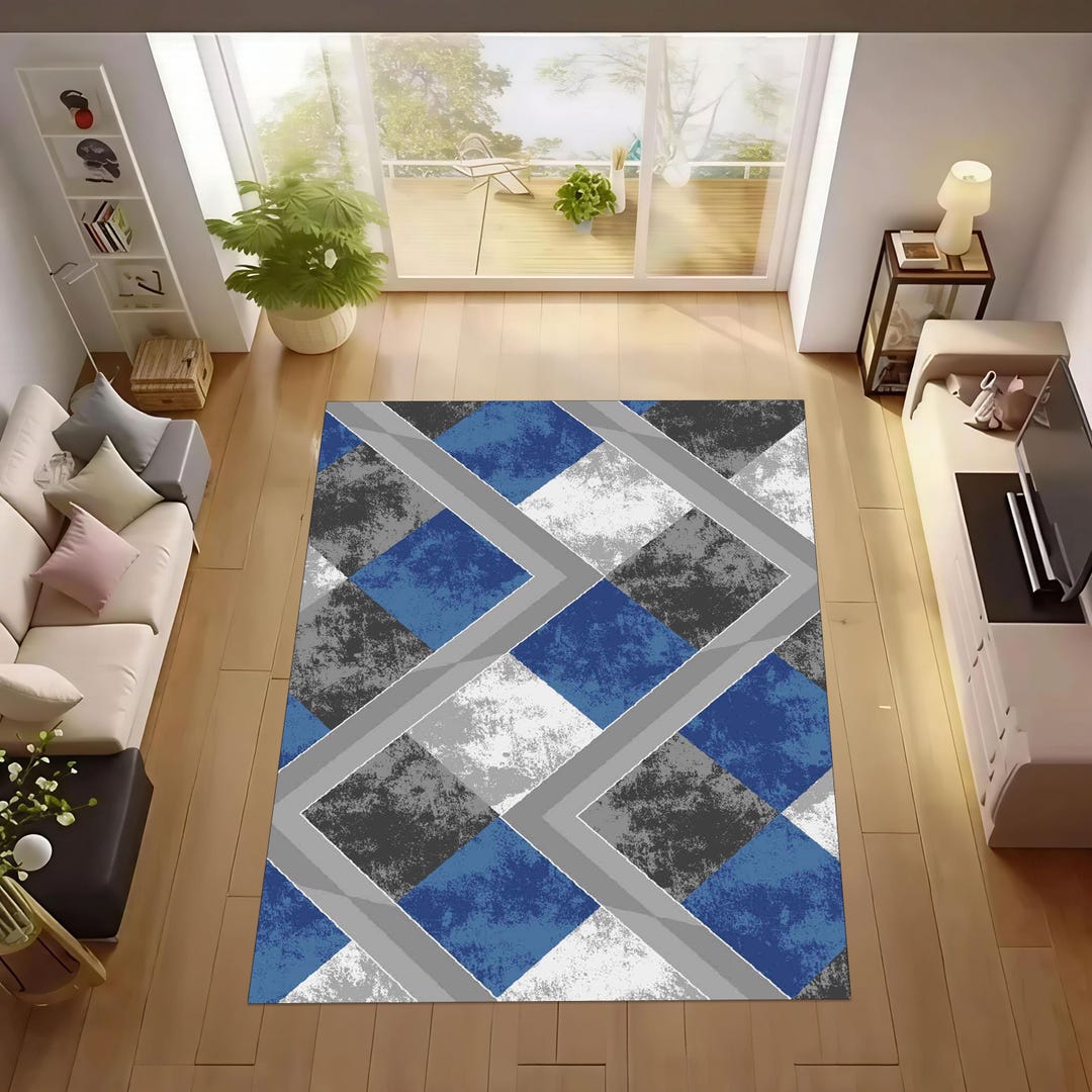 Geometric Shapes Rug: Modern Art, Washable Non-slip Carpet - Etsy