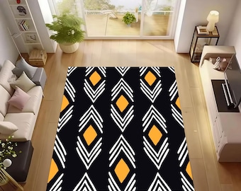 African Ethnic Rug: Washable,Afrocentric Non-Slip, Savannah Area Decor
