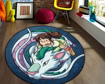 Tappeto con drago in stile anime: arte giapponese, morbido complemento d'arredo per la camera dei ragazzi.