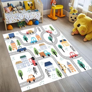 City Road Traffic Rug for Kids,City Map Children Carpet,Traffic Car Road Rug,Kids Room Decor,City Road Play Mat For Kids Room,Nursery Rug