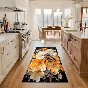 Honeycomb Area Rug,Bee Decor Rug,Crown Non Slip,Home Decor Rug,Yellow Machine Washable Carpet,Living Room Rug,Kitchen Rug,Housewarming Gift