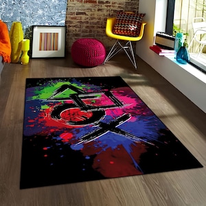 Tappeto decorativo con tema videogiochi, tappeto per sala giochi, tappeto con simbolo di videogiochi, tappeto regalo per gamer, tappeto per sala giochi con intrattenimento, tappeto per bambini, tappeto lavabile antiscivolo, tappeto per camera da letto per adolescenti