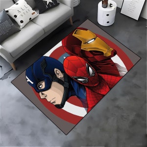 Avengers Character Rug,Cartoon Rug,Super Hero Rug,Marvel Carpet,Avengers Pattern Rug,Poster Rug,Children Room Rug,Retro Style Superhero Rug