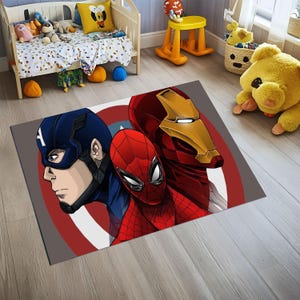 Avengers Character Rug,Cartoon Rug,Super Hero Rug,Marvel Carpet,Avengers Pattern Rug,Poster Rug,Children Room Rug,Retro Style Superhero Rug