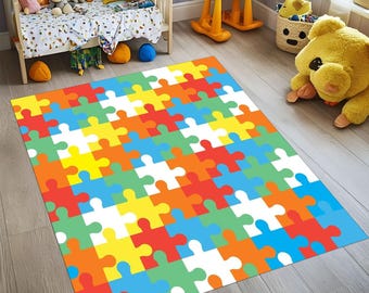 Tapete infantil colorido com peças de quebra-cabeça: decoração antiderrapante para berçário