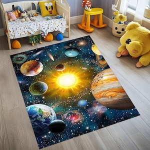 Space Rug,Planet Rug,Kids Room Rug,Washable Non Slip Rug,Solar System Rug,Space Gift Rug,Educational Rug,Space Room Rug,Sun Rug,Nursery Rug