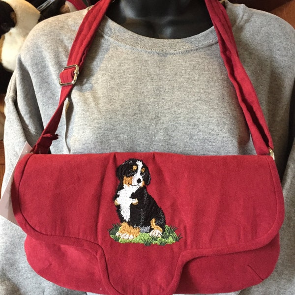 Clutch Purses in Red with Bernese Mountain Dog