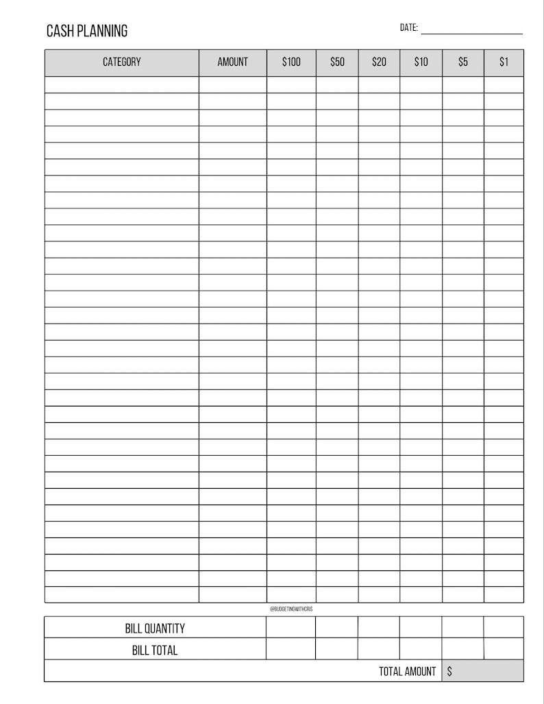Cash Planning Sheet - Etsy