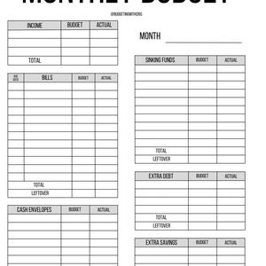 Monthly Budget Planner Sheet