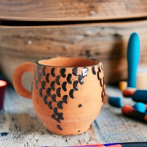 Tasse traditionnelle Céramique marocaine Terre cuite Poterie artisanale