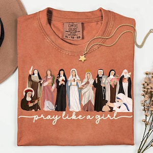 Comfort Colors® katolsk helgon be som en flicka kristen t-shirt, marian kors t-shirt, katolsk helgon t-shirt, gåva för kvinnor, kristen t-shirt bild 5