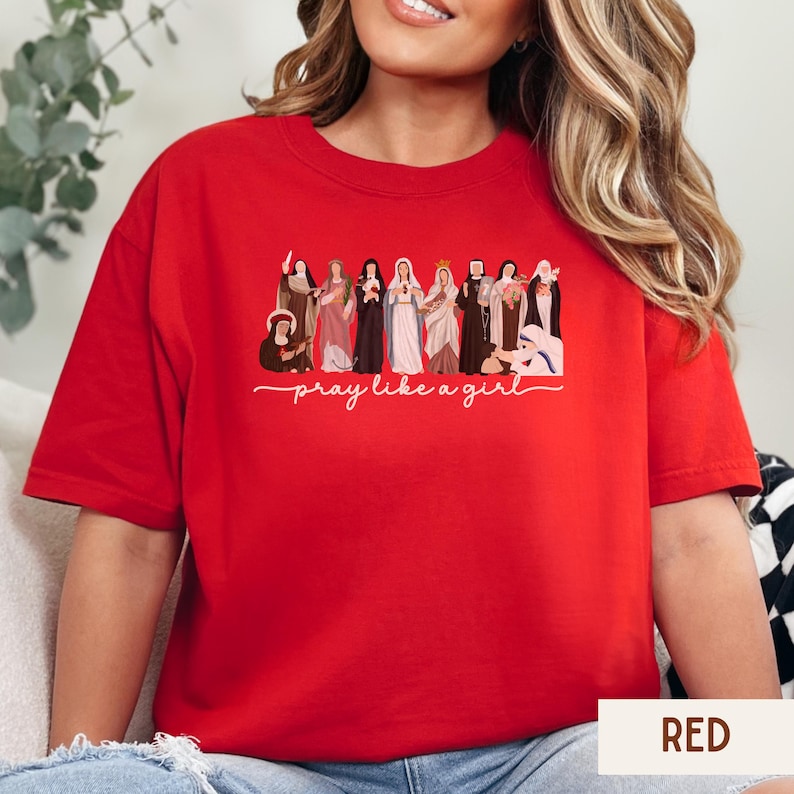 Comfort Colors® katolsk helgon be som en flicka kristen t-shirt, marian kors t-shirt, katolsk helgon t-shirt, gåva för kvinnor, kristen t-shirt bild 18